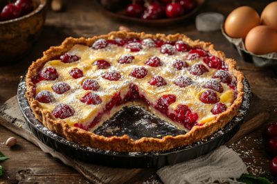 Пирог &laquo;Алые паруса&raquo; с вишней &mdash; творожный слой, ягодный топ и хрустящая корочка за полчаса